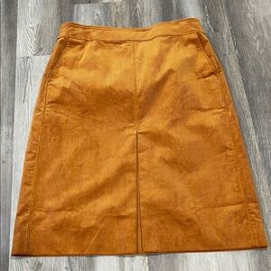 J. Crew Amber Orange Corduroy Skirt women’s size 16 pleated front a-line NEW